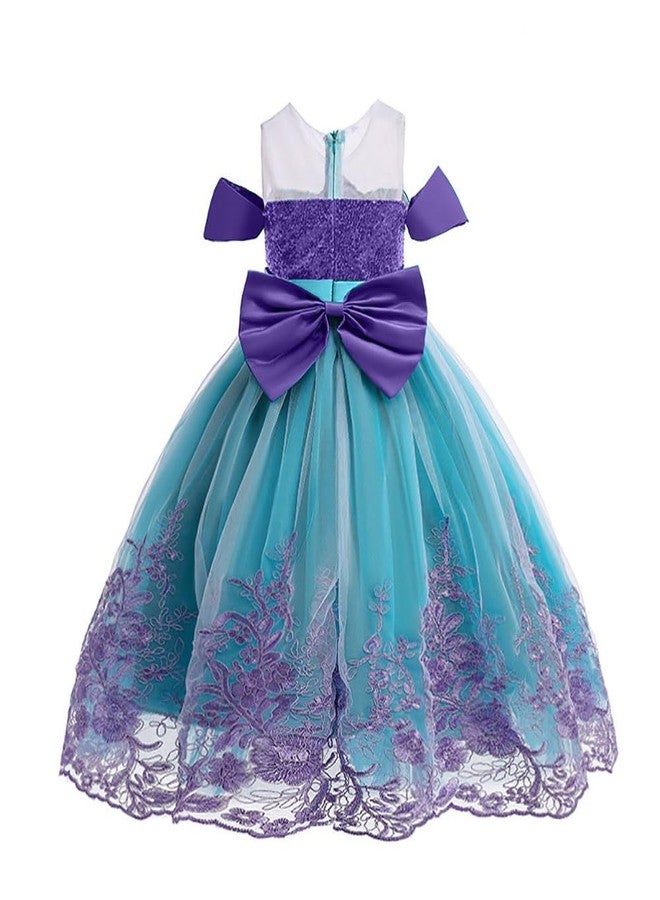 Yosbabe Princess Little Mermaid Costume for Girls Mermaid Wig Princess Ariel Cosplay Dress Up for Birthday Party Halloween Costume (130(5-6T)) - Image 4